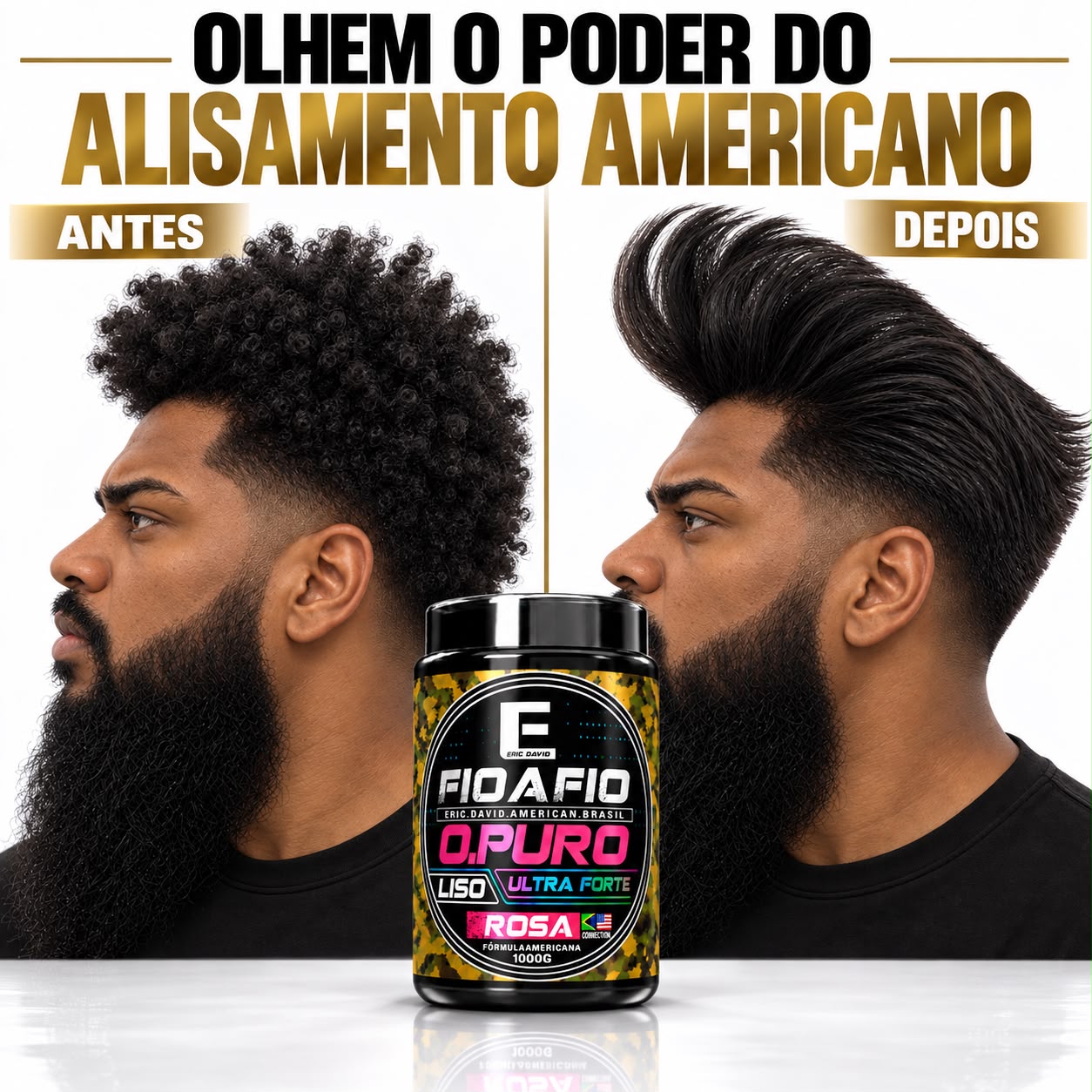 Antes e depois do Alisamento Americano Fio a Fio